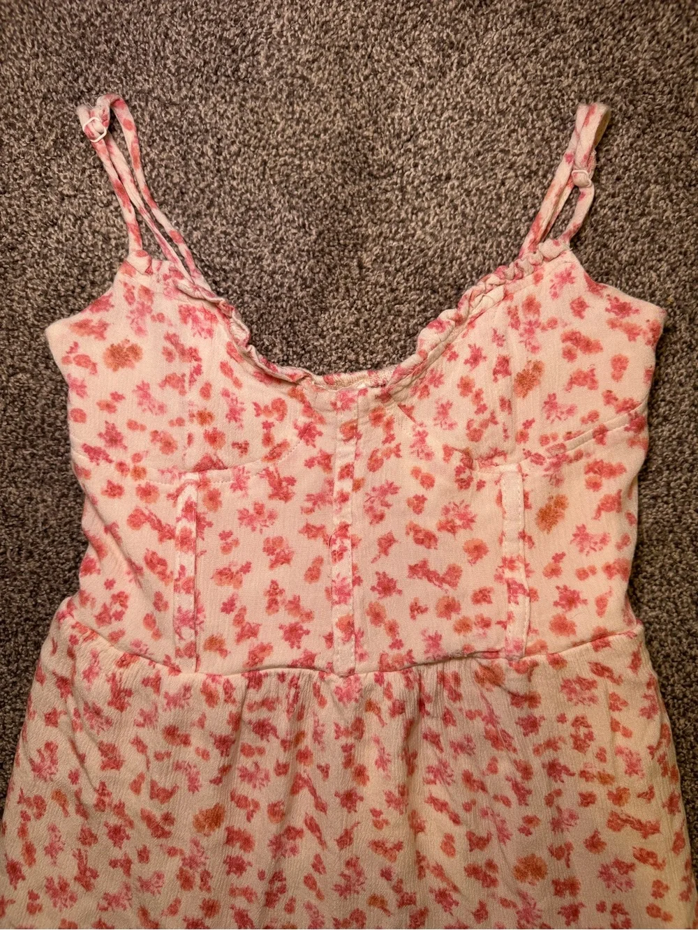 Women’s Cream Midi Sundress with Pink Floral Print